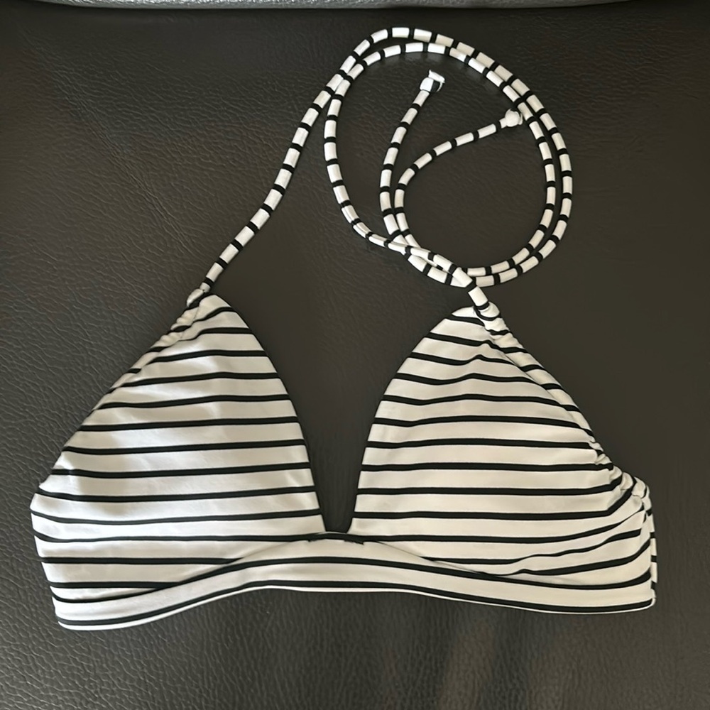 Victoria’s Secret Striped Halter Bikini Top Blk/White XS